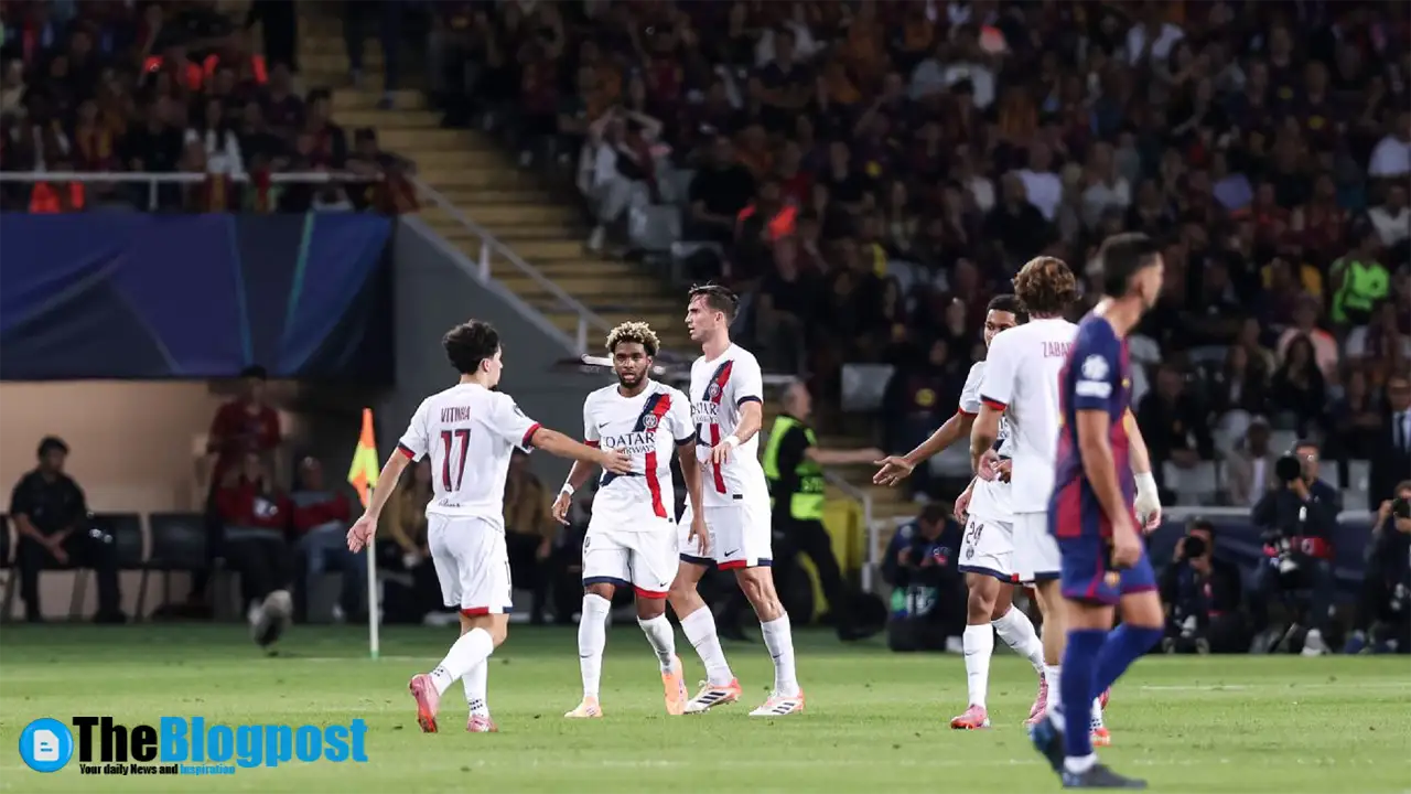 PSG Celebrating Winning against Barcelona on UEFA Champions League
